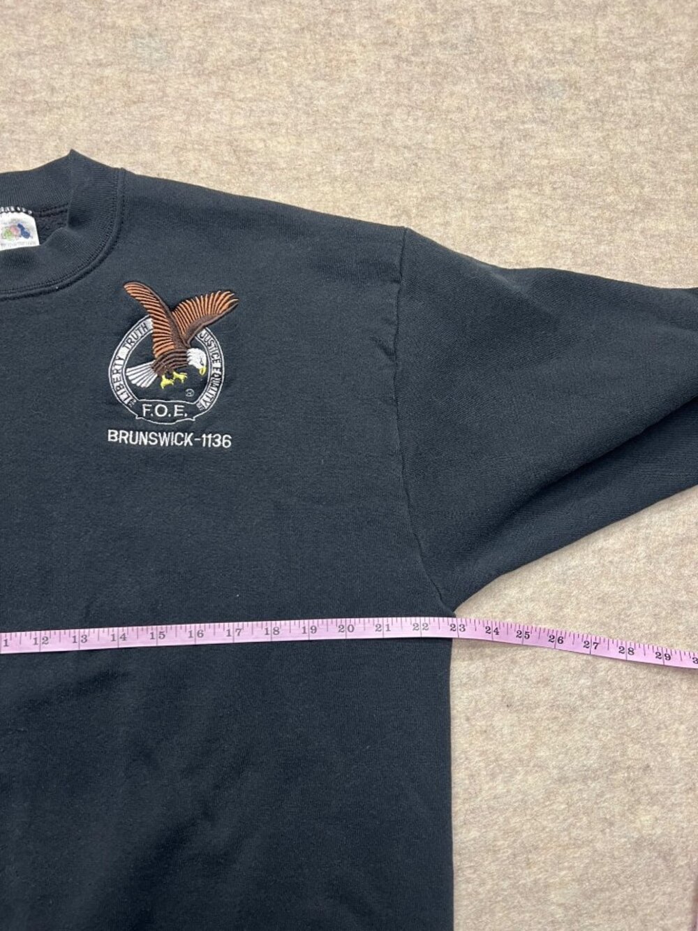 Vintage 90s Brunswick MD Fraternal Order Of Eagles Black Sweatshirt XXL - Picture 6 of 7